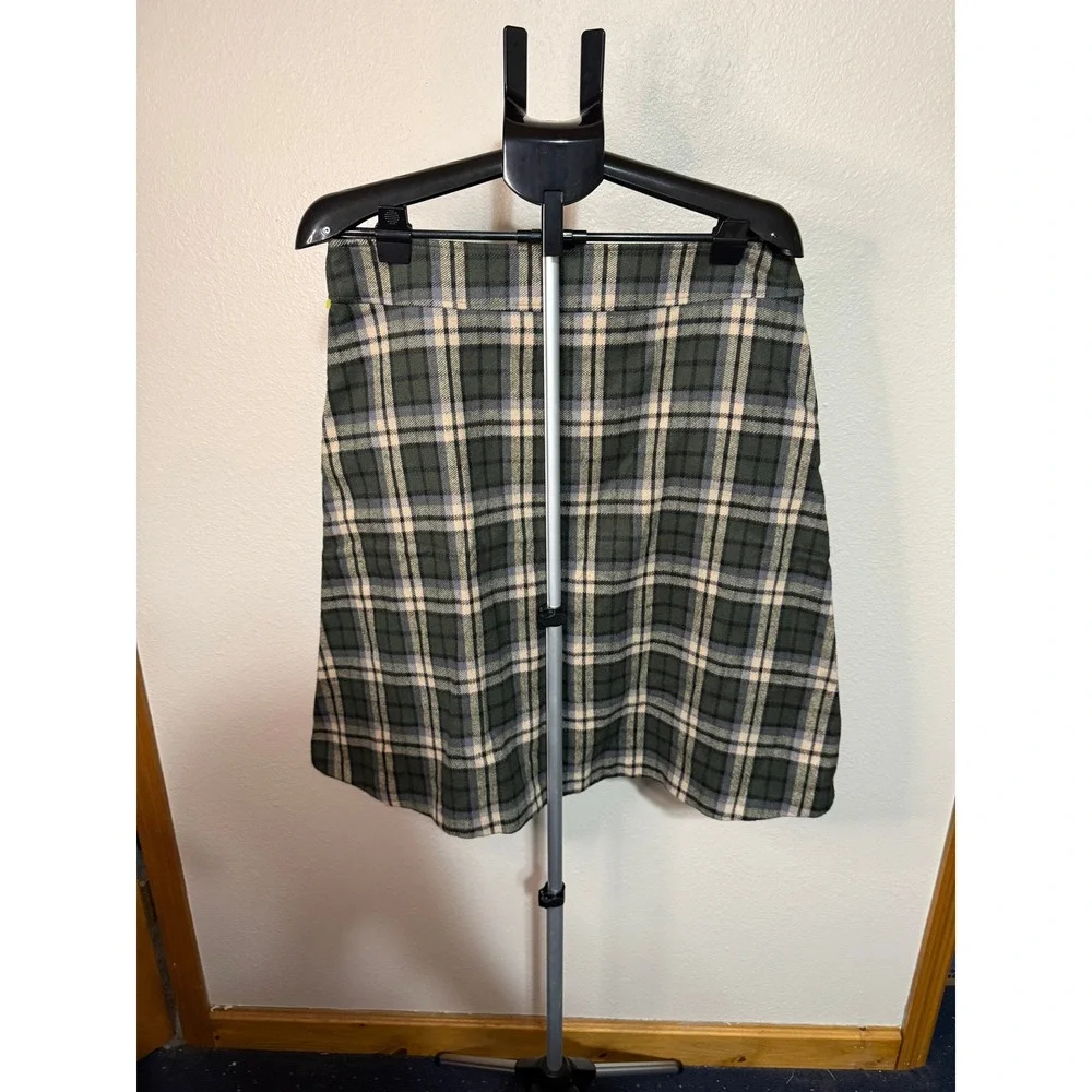 Retrolicious Green‎ Plaid Button Front Mini Skirt XL Cotton Made in USA NWT